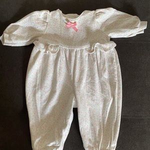 VINTAGE Oshkosh B'gosh Pink Floral Cotton Knit Romper Size 12M USA EUC